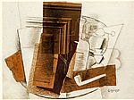 Georges Braque. Pudel, ajaleht, piip ja klaas. 1913.