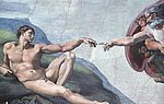 Michelangelo. Sixtuse kabeli laemaal. Inimese loomine. 1509-1512